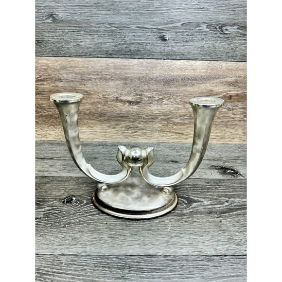 Antique WMF Ikora Germany Silverplate Tulip Art Deco Candelabra Candle Holder - Picture 3 of 13